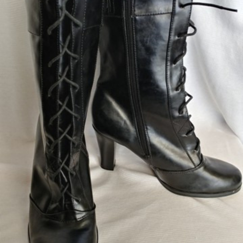 Penny Kenny Boots Black Lace-up Zip-Up